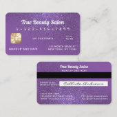 スパークリーユニークシック紫グリッタークレジットカード 名刺 (正面/裏面)