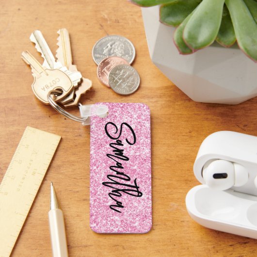 スパークリーラグジュアリーライトピンクグリッター キーホルダー (デスク)