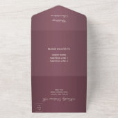 スパークリーリングや輪&バーガンディ結婚ズ オールインワン招待状 (外側)