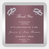 スパークリーリングや輪&バーガンディ結婚ズ スクエアシール (正面)