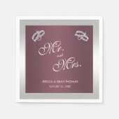 スパークリーリングや輪&バーガンディ結婚ズ スタンダードカクテルナプキン (正面)