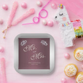 スパークリーリングや輪&バーガンディ結婚ズ ペーパープレート (パーティー)