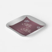 スパークリーリングや輪&バーガンディ結婚ズ ペーパープレート (傾斜あり)