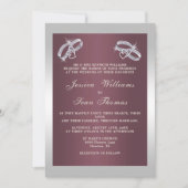 スパークリーリングや輪&バーガンディ結婚ズ 招待状 (正面)