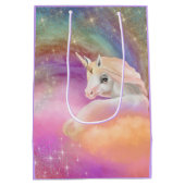 スパークリーレインボーユニバースユニコーンファンタジー ミディアムペーパーバッグ (裏面)