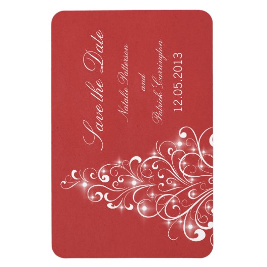 スパークリー休日のツリー日付のマグネット、赤を保存 マグネット (縦)