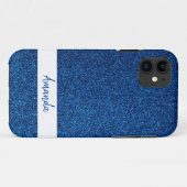 スパークリー名前をカスタムするガーリーブルーグリッター Case-Mate iPhoneケース (裏面(横))