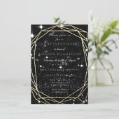 スパークリー夜ブライダル誕生日ブラックダイヤモンドグリット 招待状 (スタンド正面)