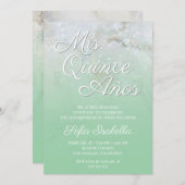 スパークリー大理石ミントグリーングラデーションミスカインスアニョス 招待状 (正面/裏面)