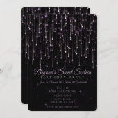 スパークリー射撃、 発砲スターズパープルスウィート16パーティー招待客 招待状 (正面/裏面)