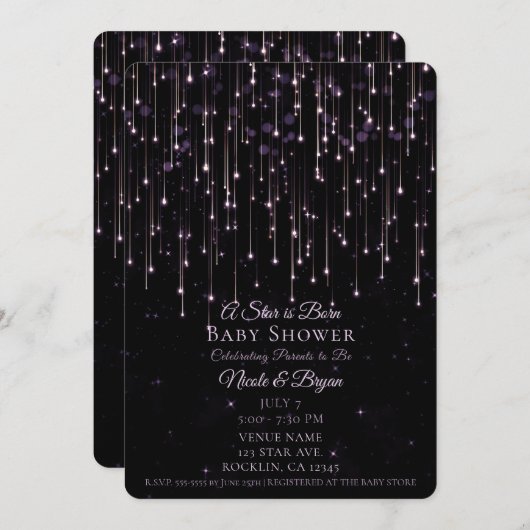 スパークリー射撃、 発砲スターズ星は赤生まれちゃんシャワー 招待状 (正面/裏面)