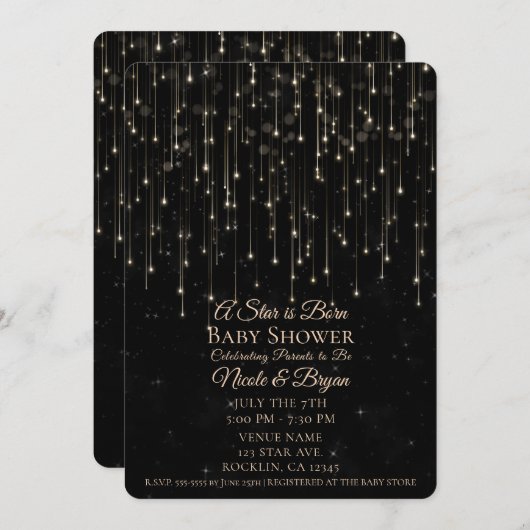 スパークリー射撃、 発砲スターズ星は赤生まれちゃんシャワー 招待状 (正面/裏面)