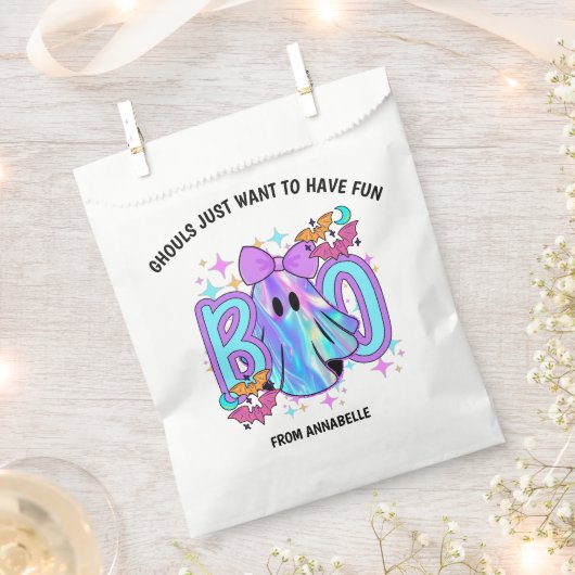 スパークリー幽霊グールズがおもしろいハロウィーンを持ちたい フェイバーバッグ (クリップ留めされた状態)