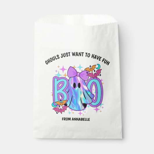 スパークリー幽霊グールズがおもしろいハロウィーンを持ちたい フェイバーバッグ (正面)