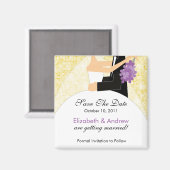 スパークリー新郎新婦デイトマグネットを保存 マグネット (正面/裏面)