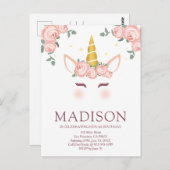 スパークリー星と花ユニコーン誕生日 ポストカード (正面/裏面)