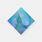 スパークリー海マーメイドフィンテール誕生日パーティー スタンダードカクテルナプキン (角)