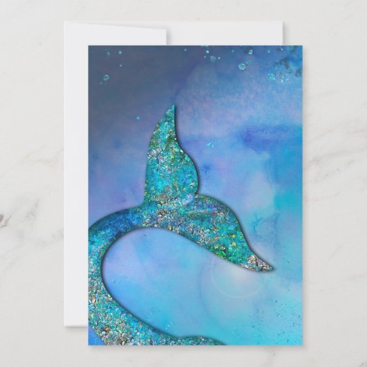 スパークリー海マーメイドフィンテール誕生日パーティー 招待状 (裏面)