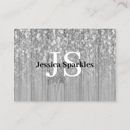 スパークリー灰色の銀の竹の木モノグラきらきら光るム 名刺 (裏面)