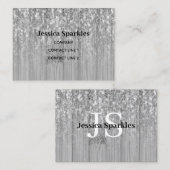 スパークリー灰色の銀の竹の木モノグラきらきら光るム 名刺 (正面/裏面)