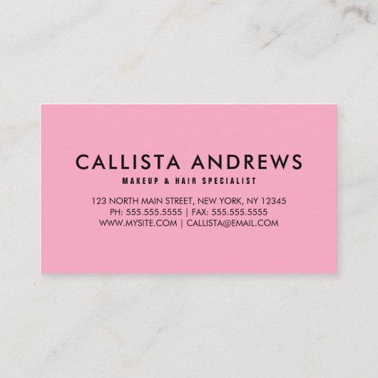 スパークリー熱ピンクグリッターメイクアップヘアサロンロゴ 名刺 (裏面)