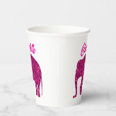 スパークリー熱ピンクゾウ輝くフェイク名前をカスタムする 紙コップ (右)