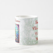 スパークリー緑のグリッターステンドグラスのクリスマスツリー コーヒーマグカップ (中央)