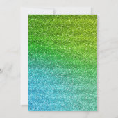 スパークリー緑&青グラデーショングリッター誕生日 招待状 (裏面)