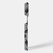 スパークリー葉グレイ銀色モノグラム iPhoneケース (右側面)