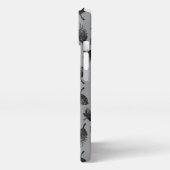 スパークリー葉グレー銀秋秋のパターン iPhoneケース (左側面)