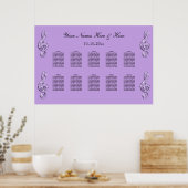 スパークリー薄紫トレブル結婚クレフツの座席表 ポスター (キッチン)