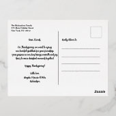 スパークリー赤ピンク葉色のと果実の感謝祭 箔シーズンポストカード (裏面)