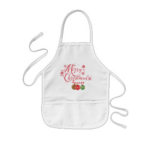スパークリー赤メリークリスマスキャンディーキッチキッズエプロン 子供用エプロン