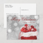 スパークリー赤メリークリスマスホリデーハガキ シーズンポストカード (正面/裏面)