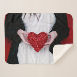 スパークリー赤恋ハート（バレンタインデー） シェルパブランケット