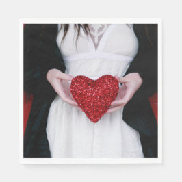 スパークリー赤恋ハート（バレンタインデー） スタンダードランチョンナプキン