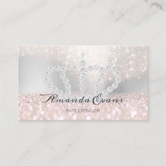 スパークリー赤面グリッターメイクアップアーティストシルバー王室の 予約カード (正面)