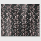 スパークリー赤面パールブラックピンクローズ金ゴールド ラッピングペーパー (フラット)