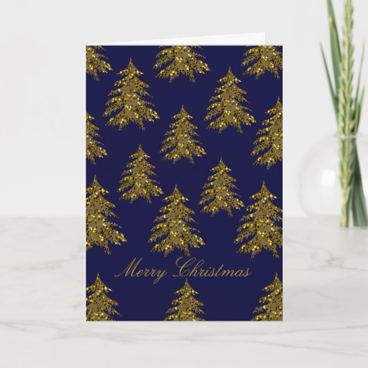 スパークリー金ゴールドクリスマスツリー シーズンカード (正面)
