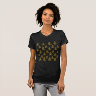 スパークリー金ゴールドクリスマスツリー Tシャツ