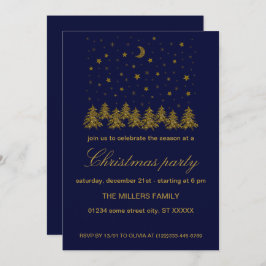 スパークリー金ゴールドクリスマスホリデーパーティー 招待状