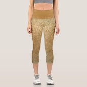 スパークリー金ゴールドグリッターおもしろいヨガエクササイズ カプリレギンス (正面)