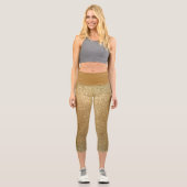 スパークリー金ゴールドグリッターおもしろいヨガエクササイズ カプリレギンス (正面)