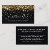 スパークリー金ゴールドグリッターオンラインストアプレミアムブラック 名刺 (正面/裏面)