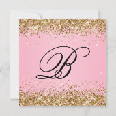 スパークリー金ゴールドグリッターピンク21歳の誕生日 招待状 (裏面)