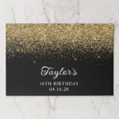 スパークリー金ゴールドグリッターブラック16th誕生日 ペーパーパッド (正面)