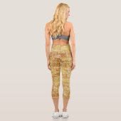 スパークリー金ゴールドグリッターChicテクスチャパターン カプリレギンス (裏面)