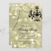 スパークリー金ゴールドシャンデリアホリデーパーティ招待状 招待状 (正面/裏面)