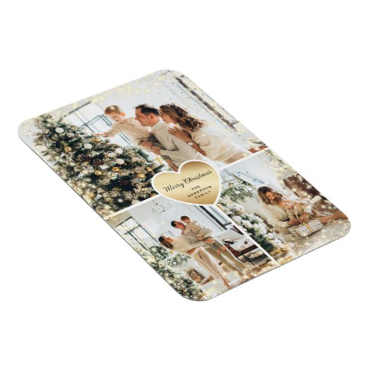 スパークリー金ゴールドハート写真メリークリスマスマグネット マグネット (右側)