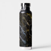 スパークリー金ゴールドブラックシック抽象芸術モノグラム ウォーターボトル (右面)